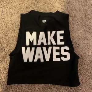 Workout tank top / crop top. “Make waves” ; sz M.